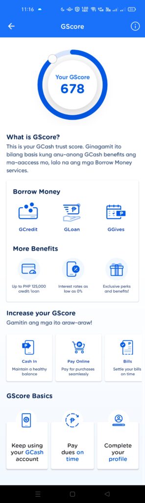 Your GScore page with features/benefits related to it and tips on how to increase
