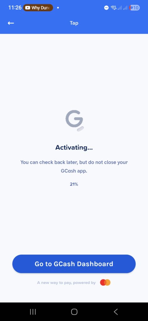 Activating Loading Page for GCash Tap to Pay 